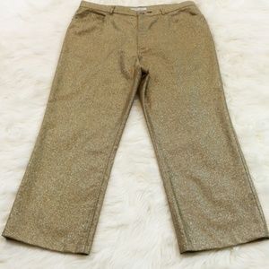 Nine West Gold Glitter Dress Slacks Pants